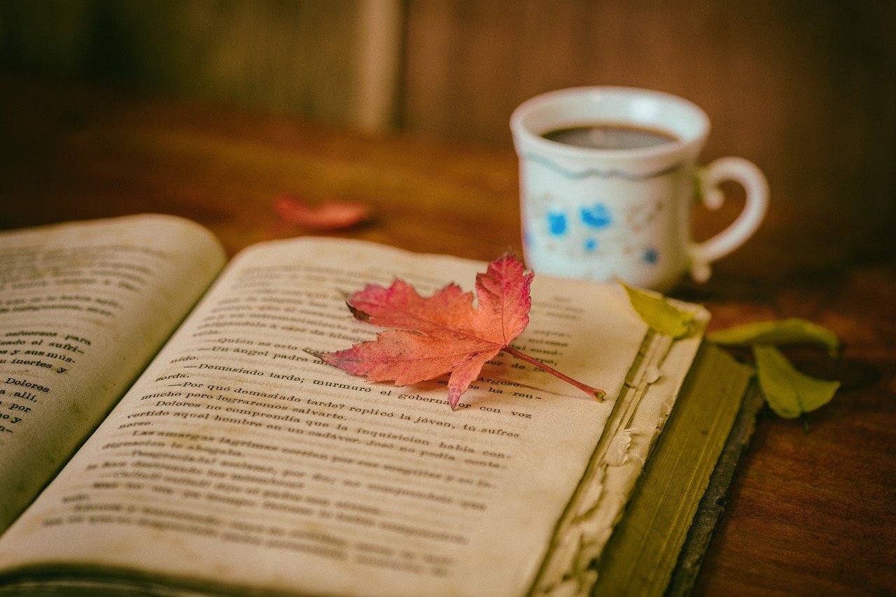 livre ouvert avec une tasse de café